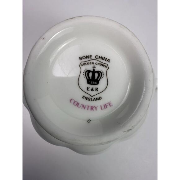 Vintage Floral Bunny Golden Crown Bone China Teacup & Saucer Set “Country Life” - Picture 8 of 10